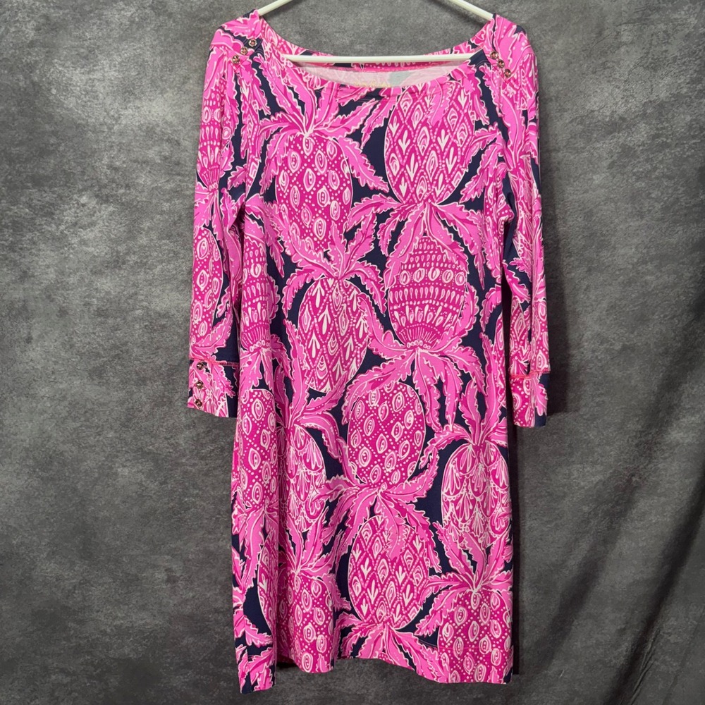 Lilly Pulitzer Sophie Shift Dress Size XL Navy Pink Pineapple Vacay Tropical